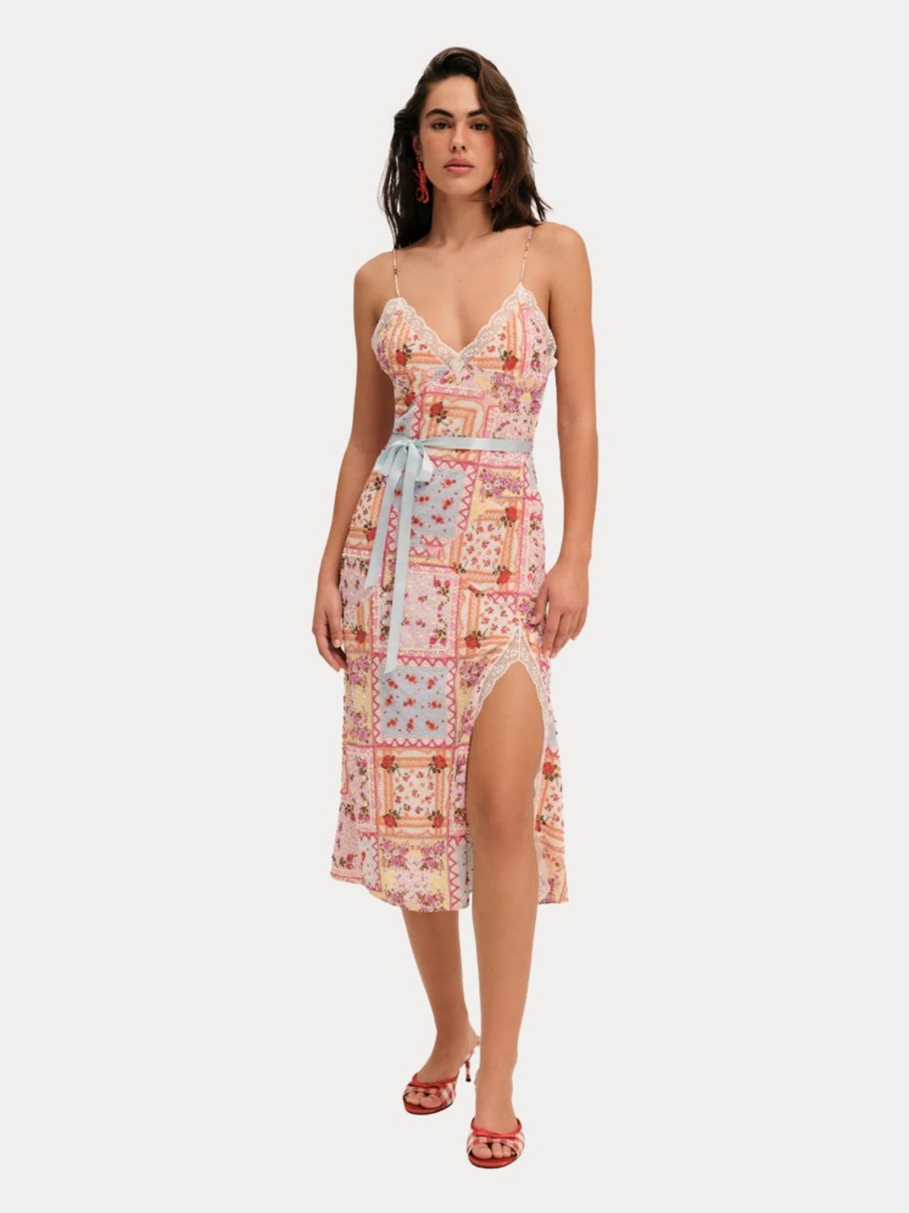 For Love & Lemons handkerchief beaded midi dress Size 8 NWT